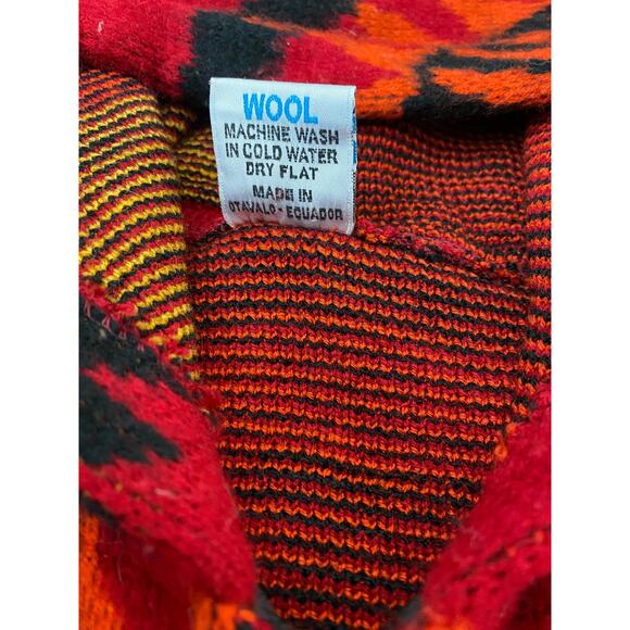 Yari Artesanias Ecuador wool dreamcatcher Aztec wool zip-up sweater hoodie, M - Picture 5 of 5